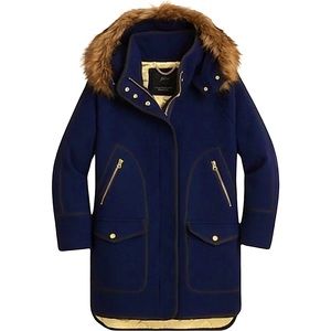J Crew  Summit Parka in Italian Stadium-cloth wool Color: NAVY